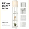 thumbnail image 1 of Bestco 63 in. Floor Lamp with Shelves, Reading Light with 3 Book Shelves for Bedroom, White, 1 of 12