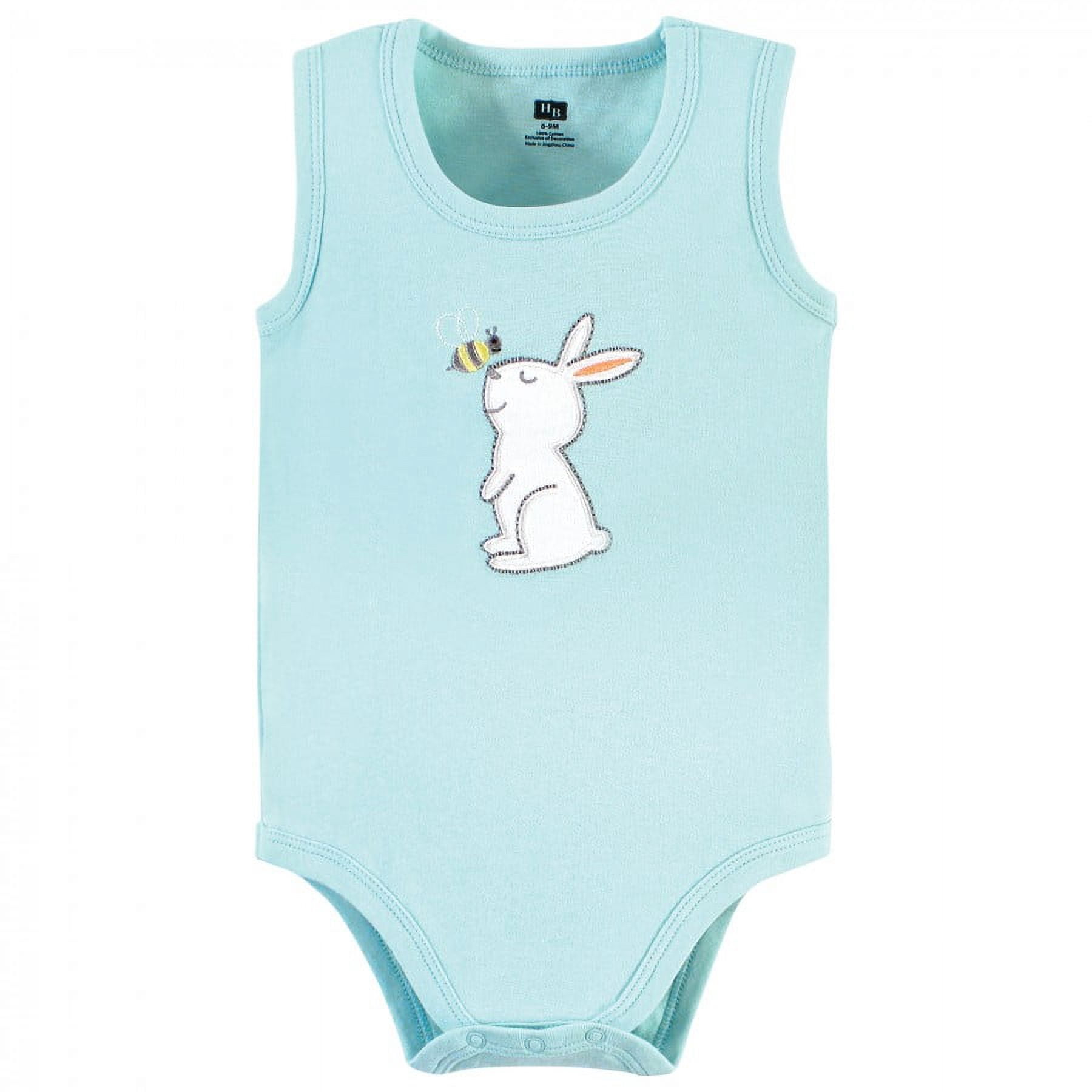 Hudson Baby Unisex Baby Cotton Sleeveless Bodysuits, Bunny And Bee, 0-3 Months