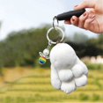 thumbnail image 4 of Llavero de Coche Nuevo Hecho a Mano Suave Conejo Pompom Encantos Conejo Llavero de Coche Colgante Eterna Flor Bola Linda Llavero, 4 of 5