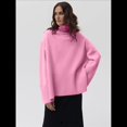 thumbnail image 4 of Suéter de Punto Holgado e Informal con Aberturas para Mujer, de Color Liso, con Cuello Alto, para Otoño e Invierno. Rosa M, 4 of 10