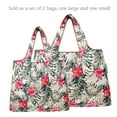 thumbnail image 3 of Wrapables Large & Small Foldable Tote Nylon Reusable Grocery Bags, Set of 2, Tropica Pink Floral, 3 of 5