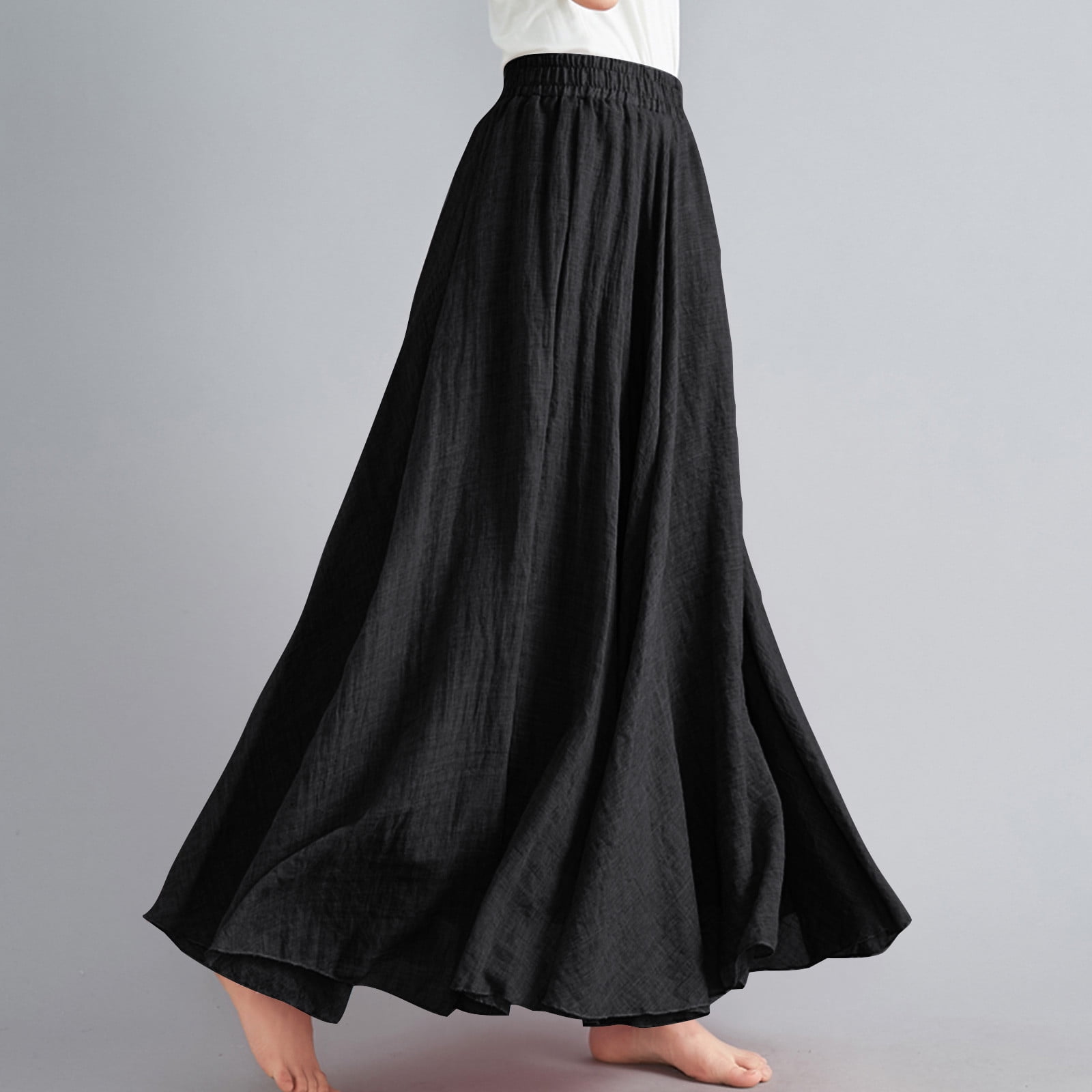 Lovskoo Women's Plus Size Linen Skirt Casual Ankle Length Lovskoo Women's Plus Size Linen Skirt Casual Ankle Length