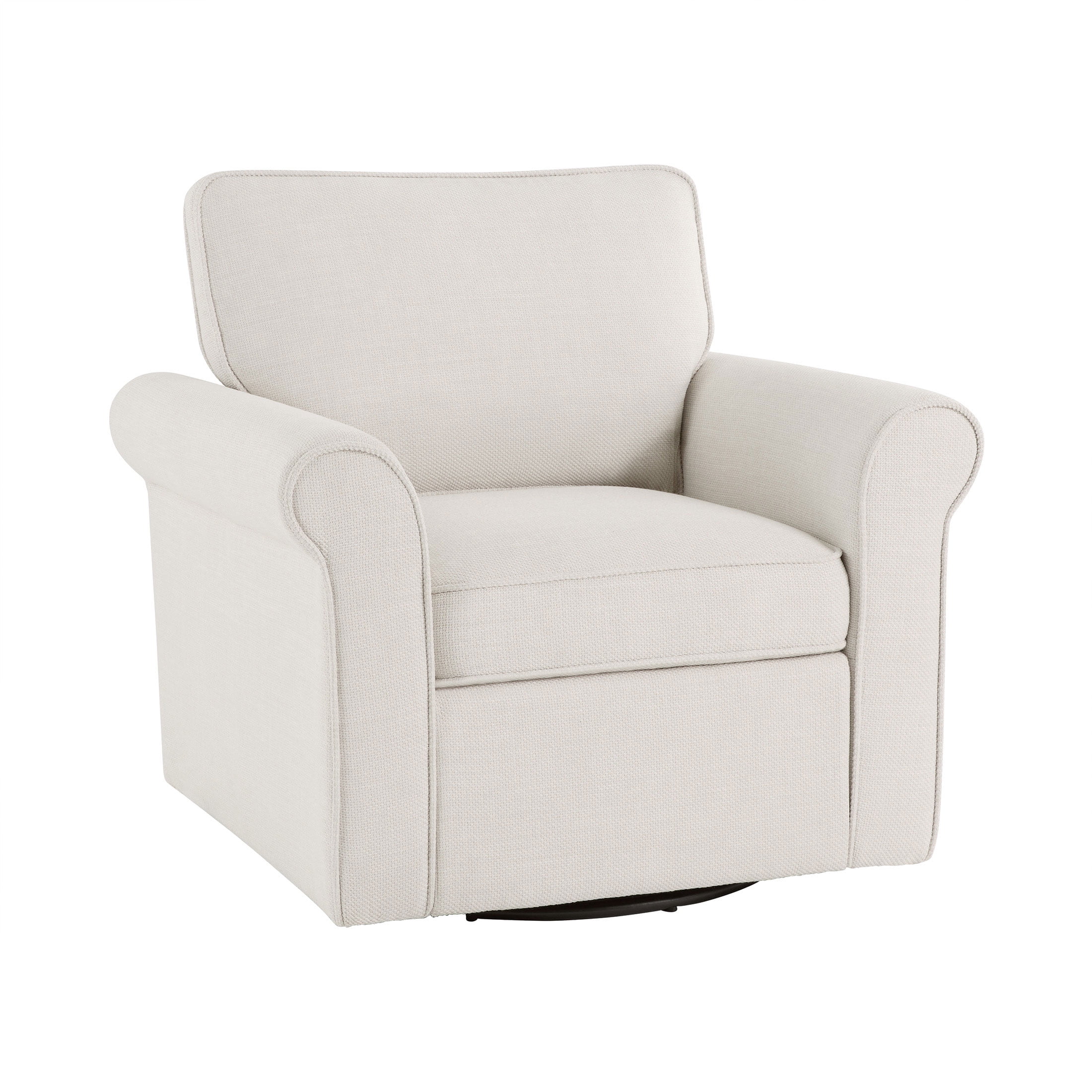 Mainstays Swivel Accent Chair with Rolled Arms, Cream Fabric Upholstery