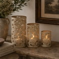 thumbnail image 3 of DecMode Set of 3 6", 9", 12"H,  Elegant Gold Metallic Eclectic Leaves Candleholder/Lantern, 3 of 8