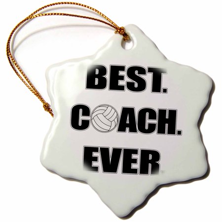 3dRose Volleyball - Best. Coach. Ever., Snowflake Ornament, Porcelain,
