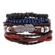 thumbnail image 1 of Pulsera ajustable de estilo tropical tejida a mano Pulsera de moda con plumas Pulsera de cuero DIY para hombre Pulsera trenzada multicapa Set de 4 pulseras, 1 of 8