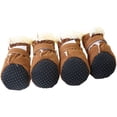 thumbnail image 3 of Small Dog/Cat Winter Snow Boots - Waterproof Suede Booties, Non Slip Soles Thick Plush Cold & Snow Proof Pet Shoes,Brown,M, 3 of 3