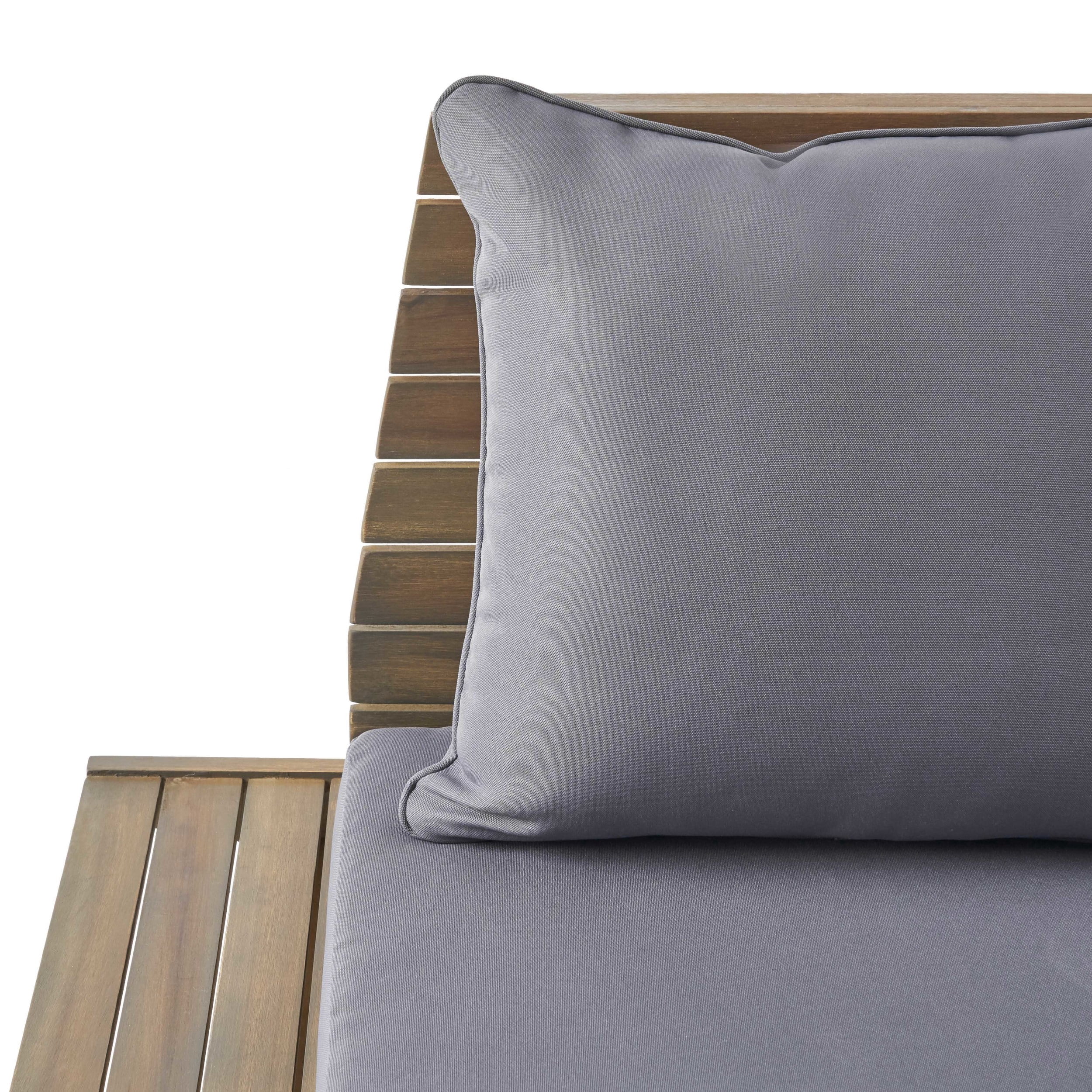 Sudbury Acacia Wood Outdoor Club Chairs with Cushions, Gray, Dark Gray