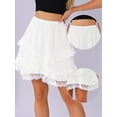 thumbnail image 2 of DARING DIVA Women's Ruffle Elastic High Waist Casual Tiered Flowy Mini Skirt XS White, 2 of 6