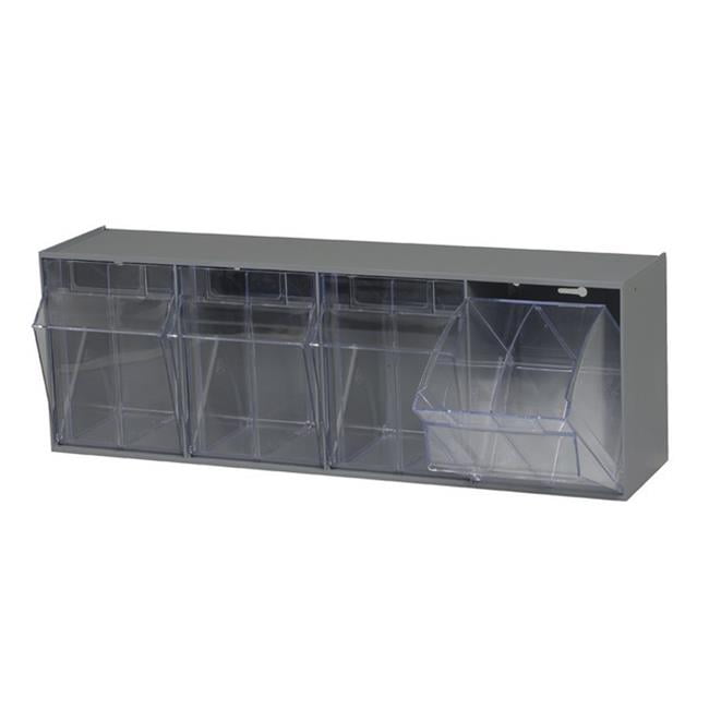 Quantum Storage QTB304GY Clear Tip Out Bins, Gray 6.62 x 23.62 x 8.12