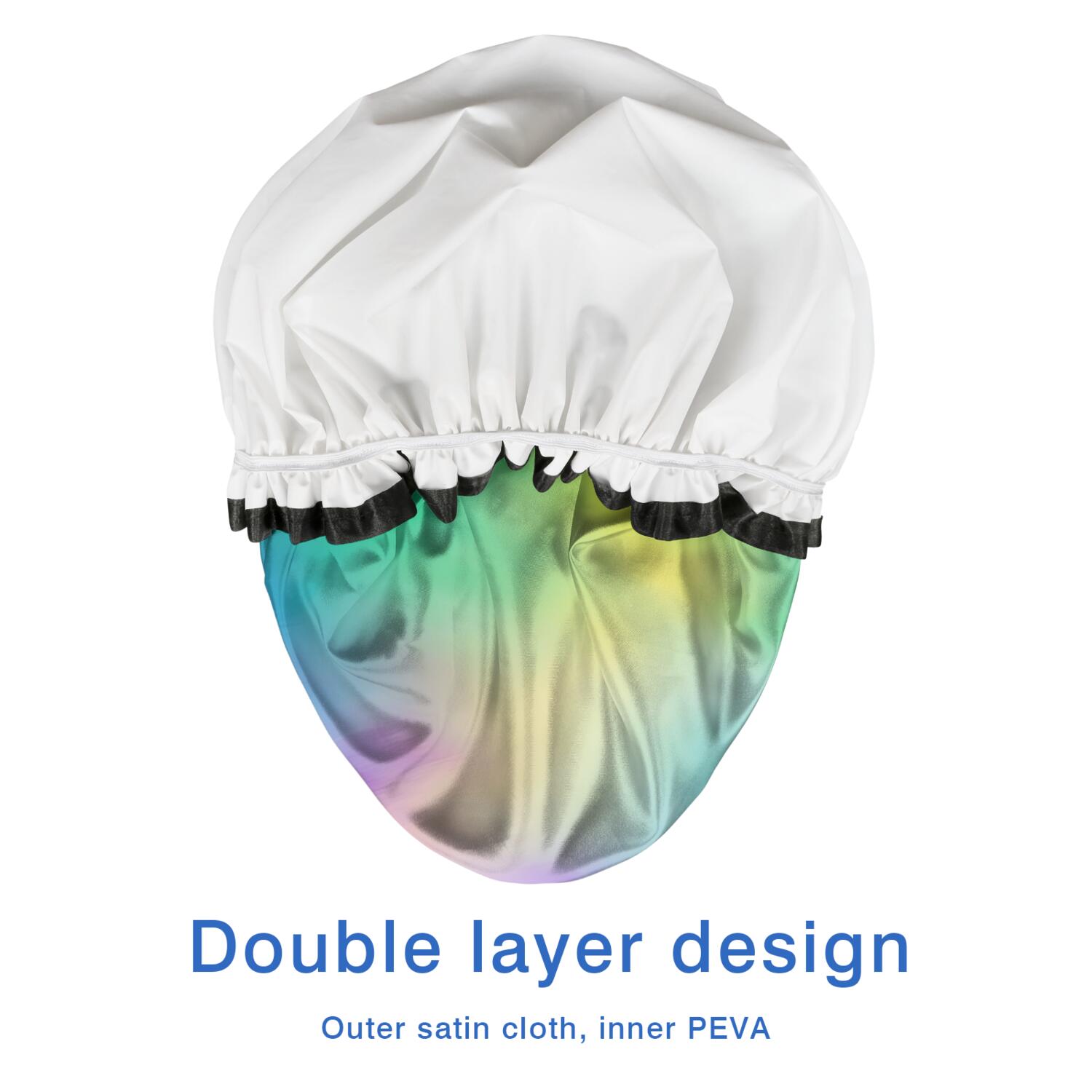 Shower Caps,Rainbow Tie Dye Cloud Waterproof Shower Cap for Women 4 Pieces,Double Reusable Hair Cover for Shower PEVA Elastic Stretch Hem
