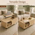 thumbnail image 3 of iooHug Lift Top Coffee Table, 39.37 Inch Mid‑Century Wood Grain Coffee Table with Hidden & Side Storage, Multi‑Functional Center Table for Living Room,Natural, 3 of 7