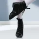 thumbnail image 4 of zapatos de baile a la moda para niños, zapatos de Jazz de cuero PU para hombres y mujeres, zapatillas suaves con suela dividida, zapatos negros para baile en gimnasio, 4 of 5