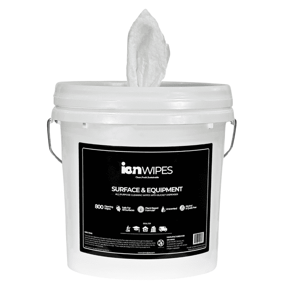 ION Wipes Lingettes de Nettoyage pour Surfaces et Équipements avec Distributeur en Seau, 800 Lingettes pour le Gym, Convient au Centre de Conditionnement Physique, au Studio de Pilates, à un Usage de Bureau et Commercial