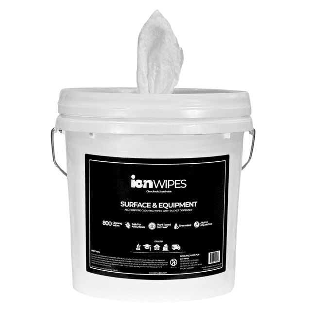 ION Wipes Gym Equipment Cleaning Wipes with Bucket Dispenser, 800 Count