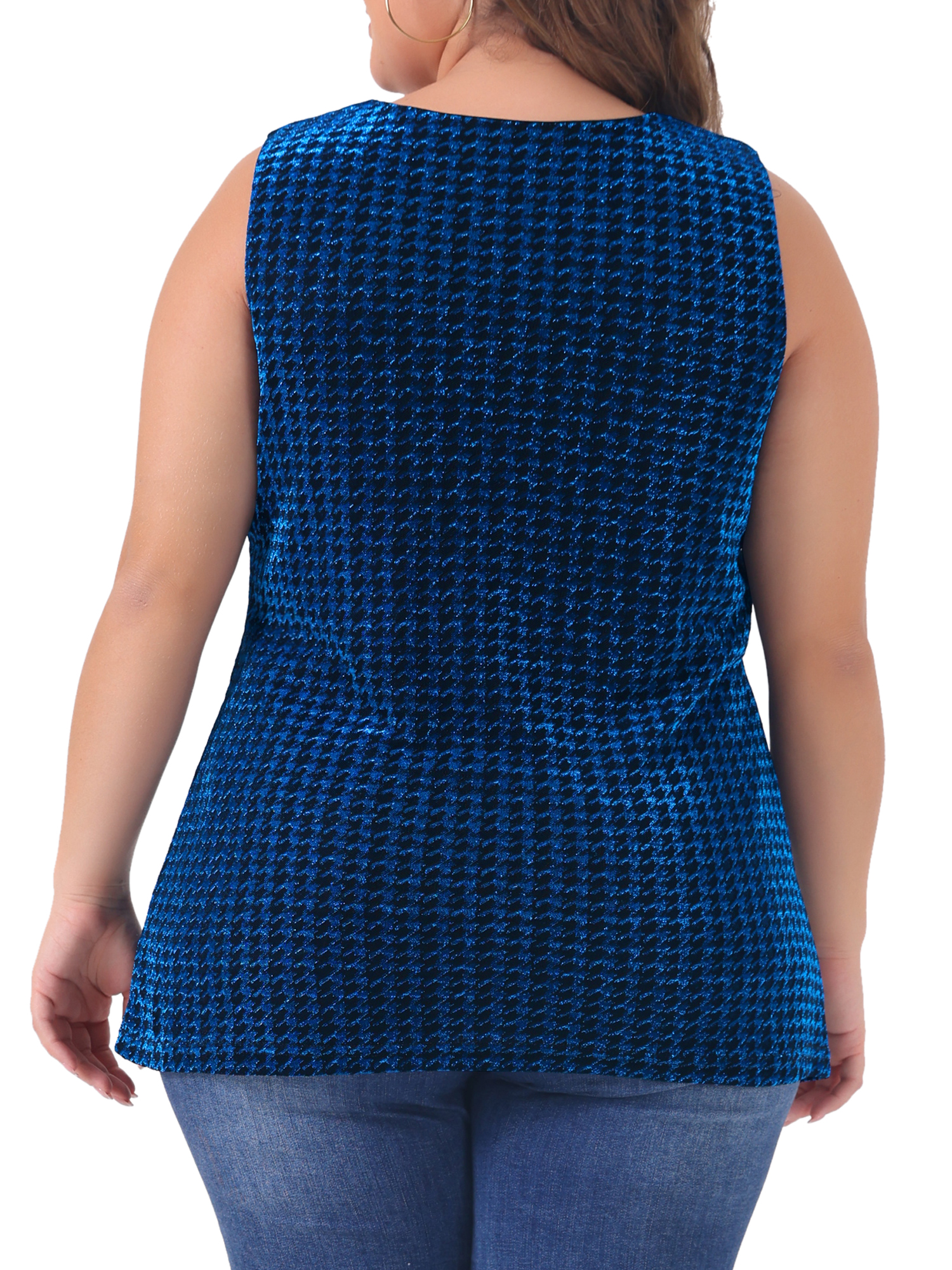 DARING DIVA Women's Plus Sequin Glitter Gradient Tank Club Party Vest 3X Royal Blue