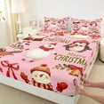 thumbnail image 3 of Manfei Merry Christmas Twin Sheet Sets,Snowman Bear Deer Twin Fitted Sheet,Cartoon Santa Claus Flat Sheet For Teens,Super Cozy Room Decor,3pcs, 3 of 7