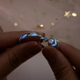 thumbnail image 2 of Glowing Band Moonstone Silver Couple Matching Promise Rings for Couples, Women, Men, Him, Her Set of 2 - Adjustable, Gift Wrap, 2 of 6