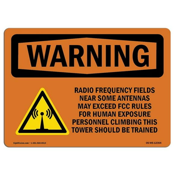SignMission OS-WS-A-1218-L-12364 12 x 18 in. OSHA Warning Sign - Radio Frequency Fields Near with Symbol