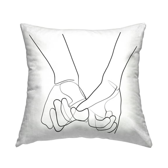 Stupell Industries Fluid Line Abstract Couple Holding Hands Black White Novelty White,18 x 7 x 18 Decorative Pillows
