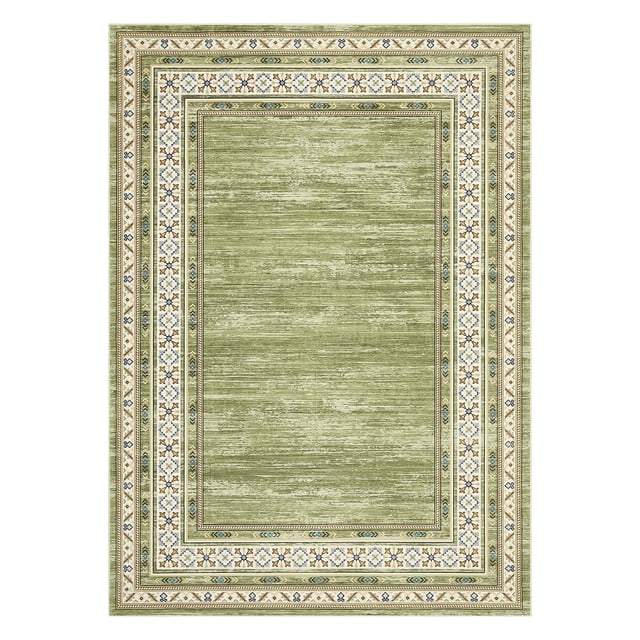 Modern Area Rug - Soft Washable Low Pile Carpet, Non-Slip & Mark Resistant - For Living Room, Bedroom, Dining Room - Green, 4x6ft