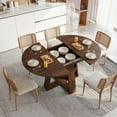 thumbnail image 3 of CQSXDA Oval Dining Table for 4-8 with Wood Base and Storage Shelf, Extendable from 43.3in to 59in, 3 of 16