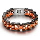 thumbnail image 1 of Pulsera de cadena de motocicleta de acero inoxidable naranja negro, 1 of 4