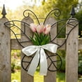 thumbnail image 1 of Corona de tulipán para la puerta principal – Decoración rústica de tulipanes artificiales para casa de campo primaveral, regalo del Día de la Madre para mamá abuela, 1 of 6