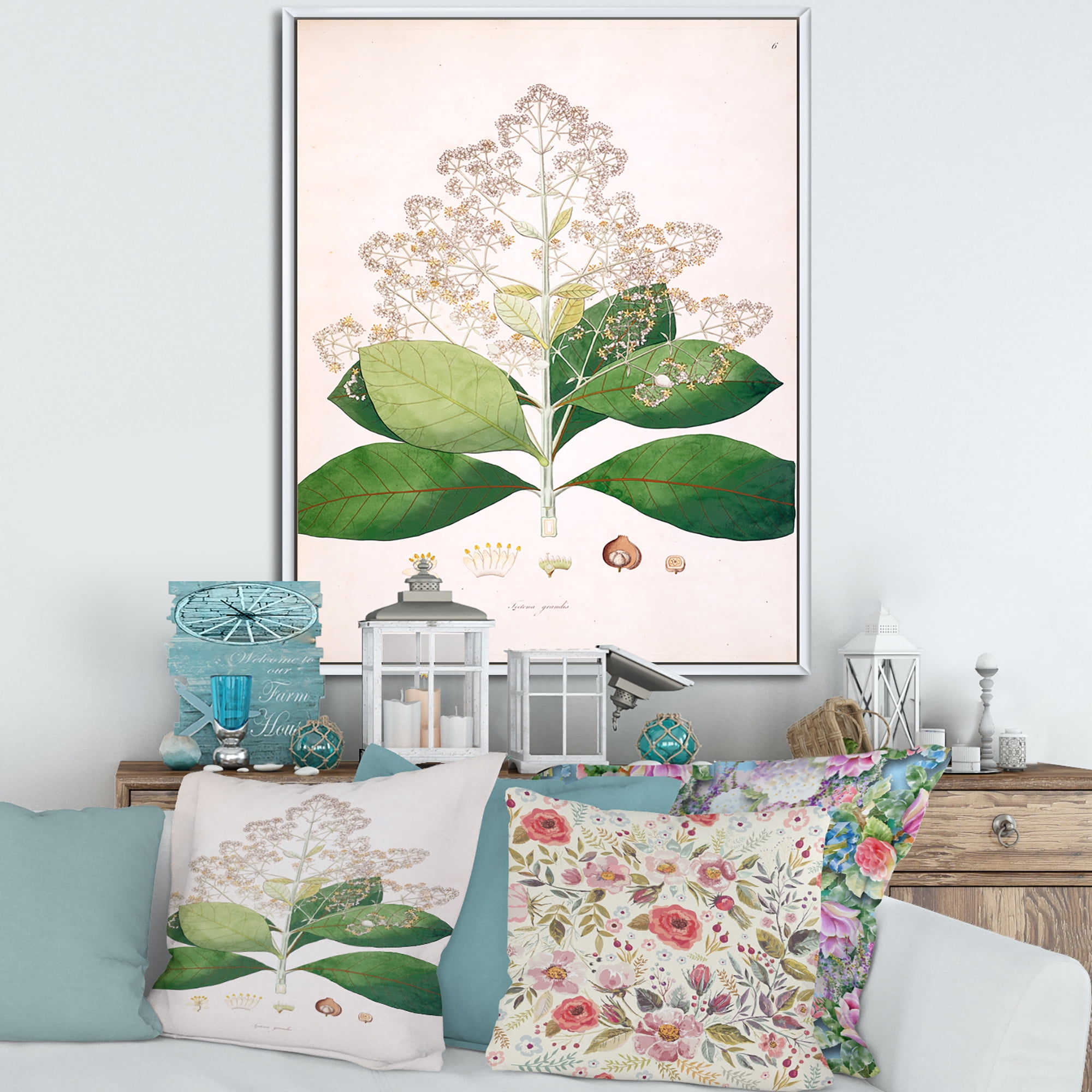 Designart 'Ancient London Plants III' Farmhouse Framed Canvas Wall Art Print