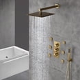 thumbnail image 6 of Boyel Living Shower Head Set Wall Mount 12'' Rainfall 3 Function Shower System with 6 Body Jets,Brushed Gold, 6 of 10