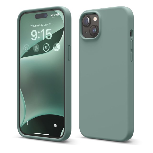 Funda Elago Liquid Silicone para iPhone 15 Plus, color verde medianoche
