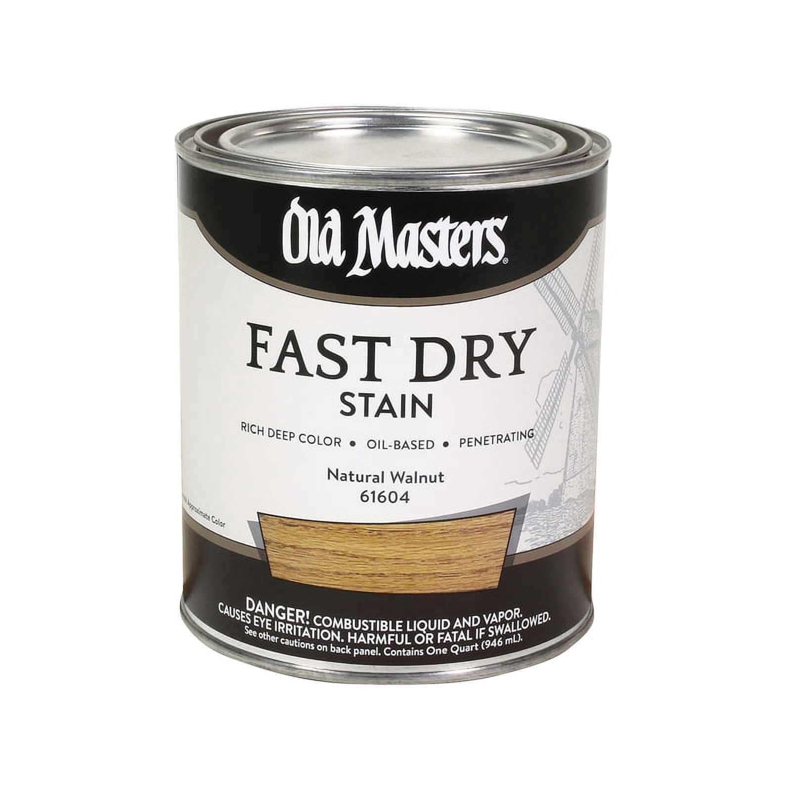 qt Old Masters 61604 Natural Walnut Fast Dry Stain Interior Oil-Based Wood Stain