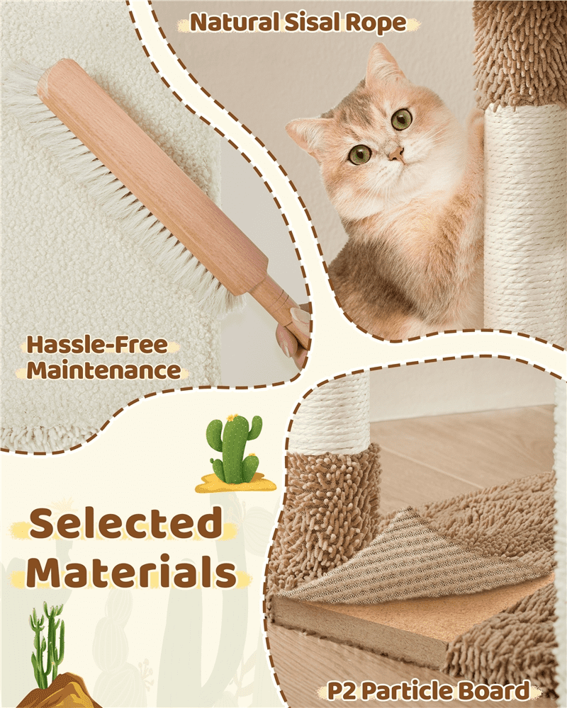 Renwick 42" Height Cactus Cat Tree with Scratching Posts and Platform, Beige/Brown
