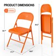 thumbnail image 4 of Ktaxon Metal Outdoor and Indoor Party Sturdy and Versatile Folding Chairs, Orange ("Set of 4"), 4 of 8