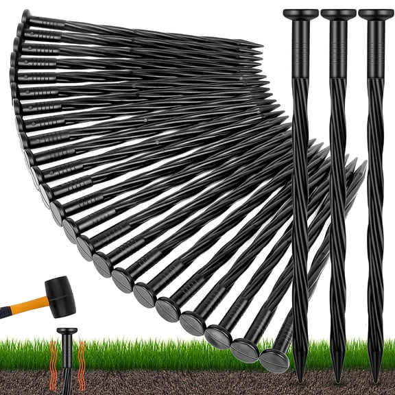 60 Count Plastic Landscape Edging Anchoring Stakes 8-Inch Garden Lawn Yard Landscaping Spikes for Paver Edging,Weed Barrier,Tent,Artificial Turf & More