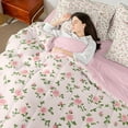 thumbnail image 5 of Manfei Pink Rose Floral Twin Bedding Sets 7-Piece for Kids, Cartoon Boho Flower Bedding Comforter Set, Simple French Style Reversible Sheet Sets, Super Cozy Room Decor, 5 of 8