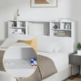 thumbnail image 7 of King Size Headboard for Bedroom, Stylish Bookcase Headboard with Built-in Charging Station & 2 LED Lights, Engineered Wood Headboards, Noise-Free HeadBoard King Size with Storage, White, 7 of 7
