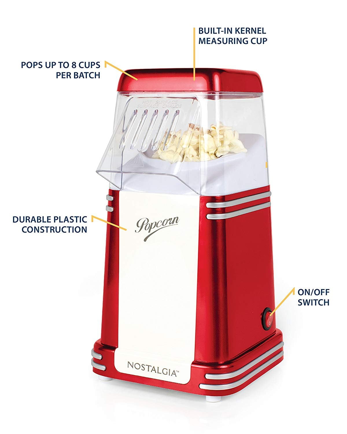 Nostalgia RKP530RED 2.5-Ounce Kettle 10-Cup Capacity Table Top Popcorn –  Red Vacuums