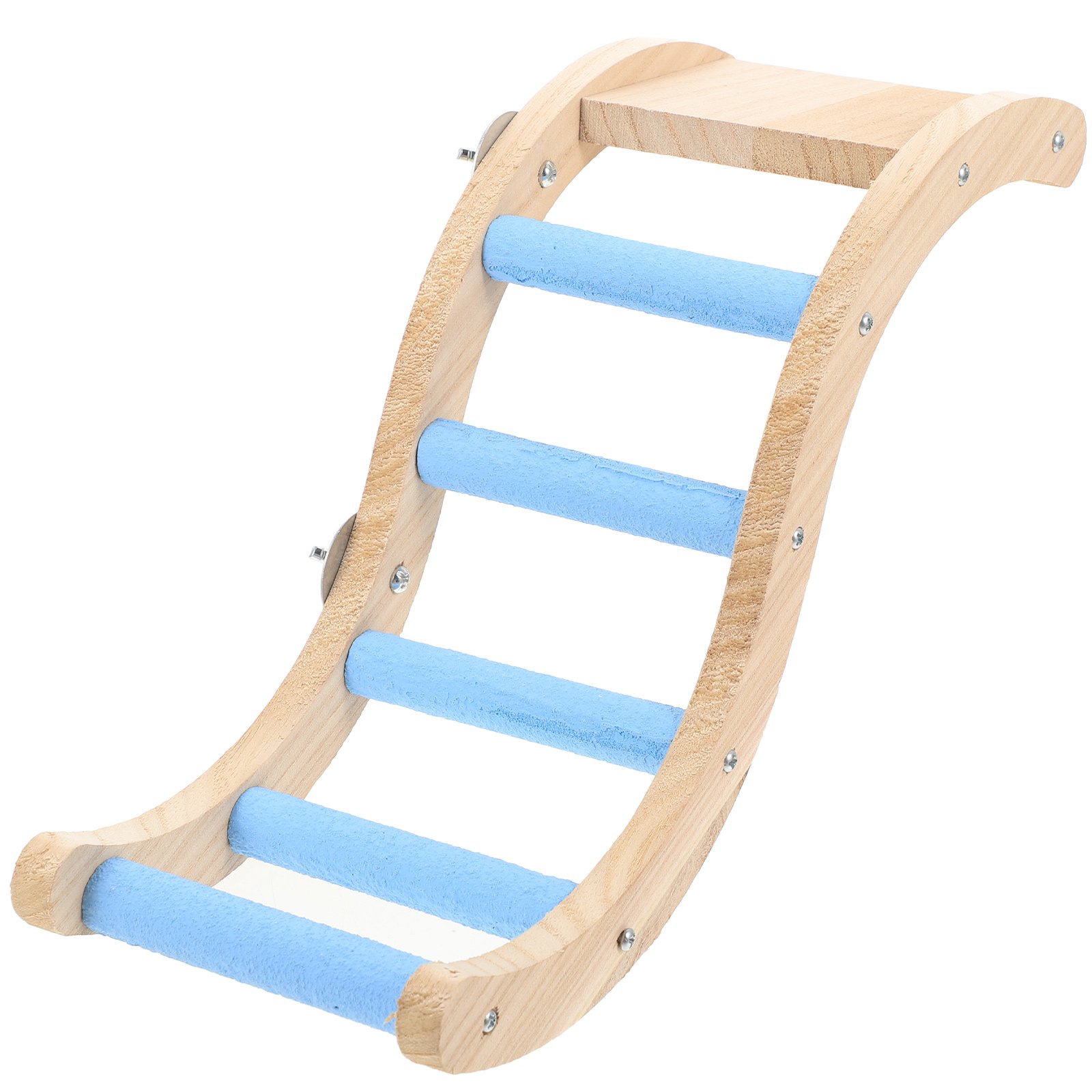 WASHWEPE SkyBlue Wooden Bird Ladder Toy for Pet Use Parrot Cage Accessory for Chewing and Climbing 20.0in