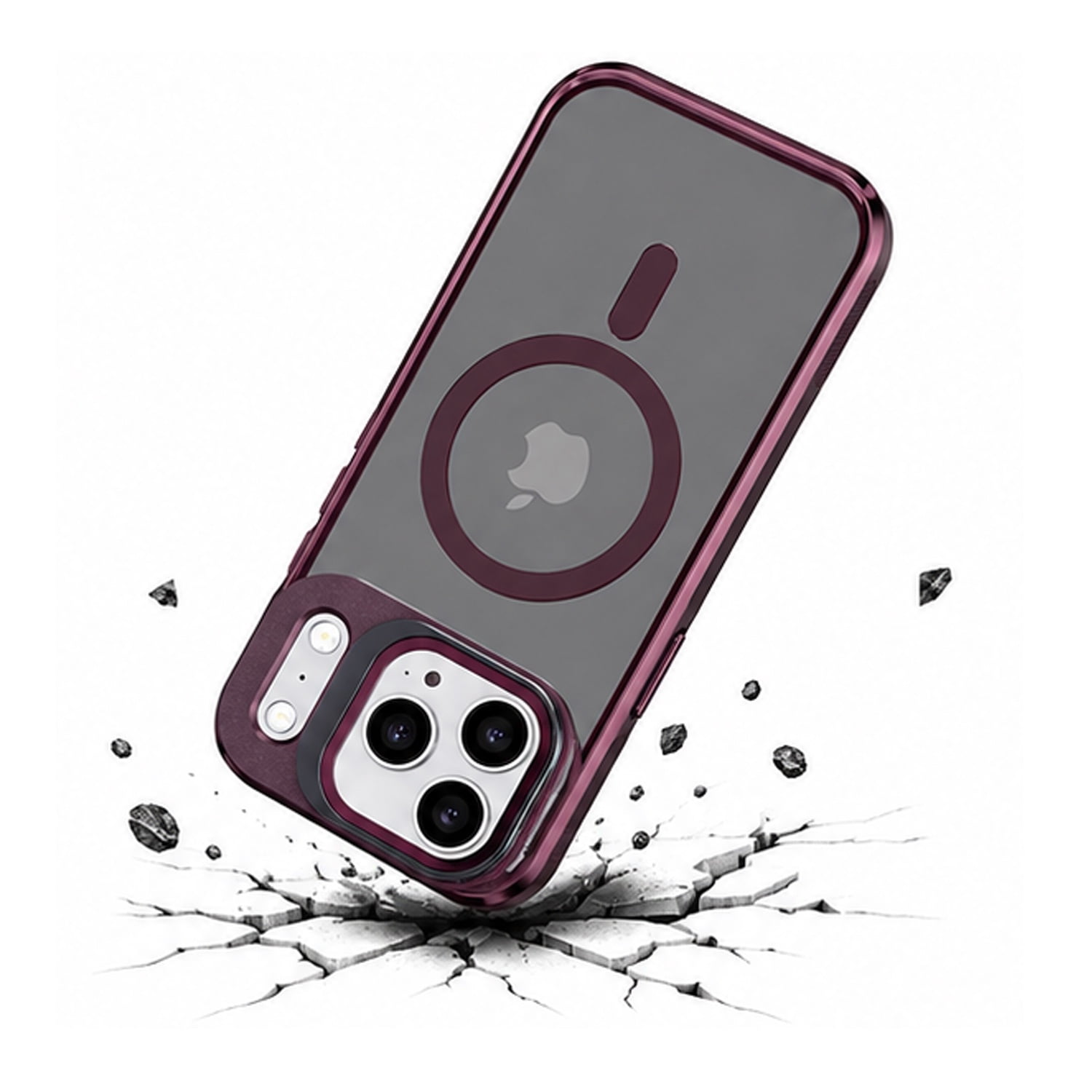 Transparent Camera Guard Stand Case for iPhone 17 Pro Max - Red