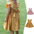 thumbnail image 6 of Lovskoo 2-7 Years Toddler Girl Princess Dress Suspender Buckle Flutter Sleeve Baby Backless Dress V Back Bowknot Ruffle Dress Casual Summer Dresses Pink, 6 of 6