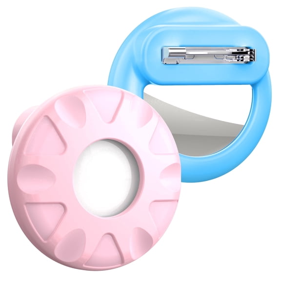 Vena 2 Pack Airtag Holder Silicone Case with Hidden Safety Pin for Elderly, Pet Collars, Shoes, Backpacks, Blue/Pink