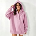 thumbnail image 6 of Women Snap Button Quarter Zip Hoodie Sevevn Stand Collar Drop Shoulder Long Sleeve Loose Fit Oversized Solid Casual Pullover Sweatshirt, 6 of 9