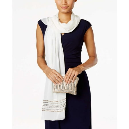 Vince Camuto Women’s Embellished Evening Wrap Scarves Ivory/Gold One Size