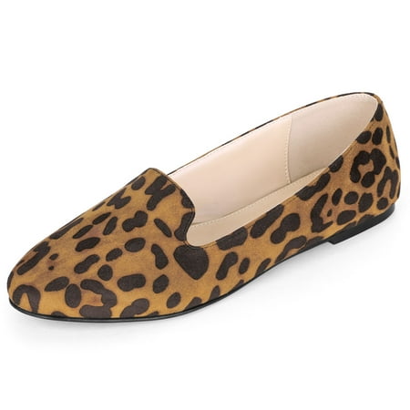 Women's Leopard Slip On Round Toe Loafers Flat Shoes Brown (Size 8.5 ...