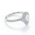 thumbnail image 3 of JeenMata Pave Set 1.5 Carat Pear Shaped White Opal and Moissanite Double Halo Cluster Engagement Ring in 18K White Gold Plating over Silver, 3 of 7