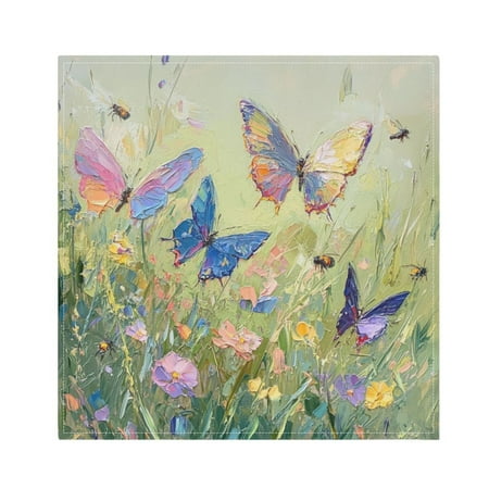 

WOBOGO Colorful Butterfly Cloth Napkins 4 Pieces Soft Elegant Touch Durable Absorbent Quick Drying for Elegant Dining