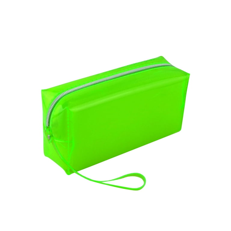 HEVIRGO Clear Solid Color Large Capacity Pencil Case Storage Bag Stationery  Green