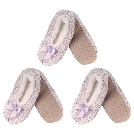 

Adult Women s Super Soft Warm Cozy Fuzzy Furry Slippers Non-Slip Lined Socks Purple Medium 3 Pairs