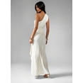 thumbnail image 2 of Beige One Shoulder Maxi Gown Elegant Form-Fitting Ruched Side Draped Evening Dress, 2 of 7